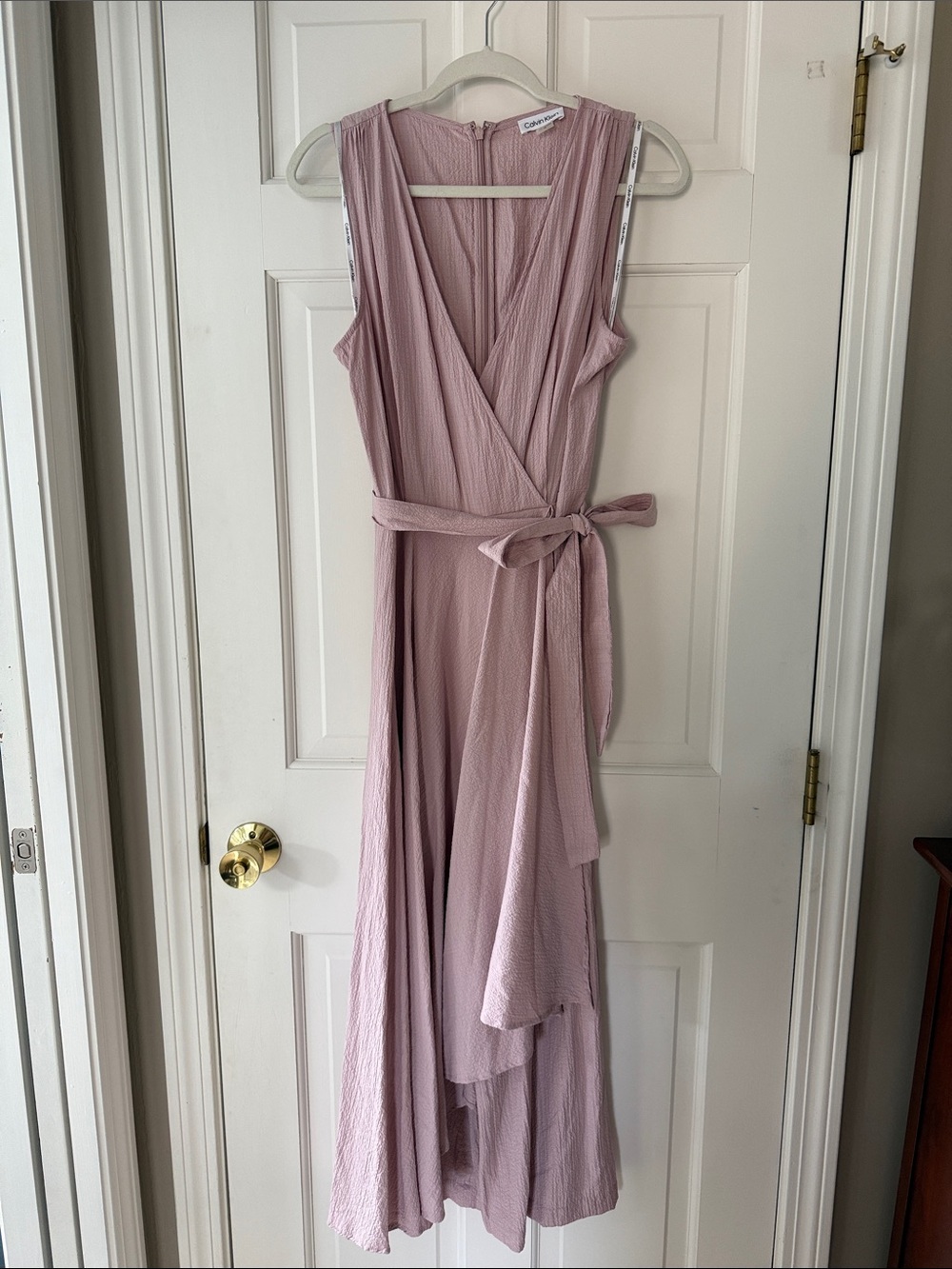 Women’s Dusty Pink Wrap Maxi Pants Dress with Tie Waist